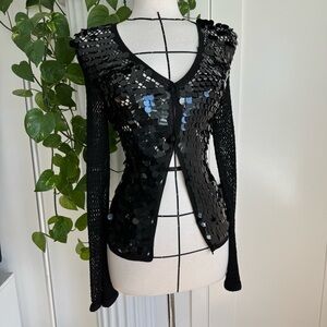 Vintage Morgan De Toi Sequin Crochet Top